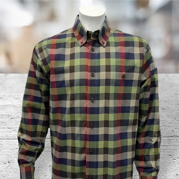 Orvis Signature Twill Multi Color Checkered Button Down Long Sleeve Shirt Large - Picture 1 of 10